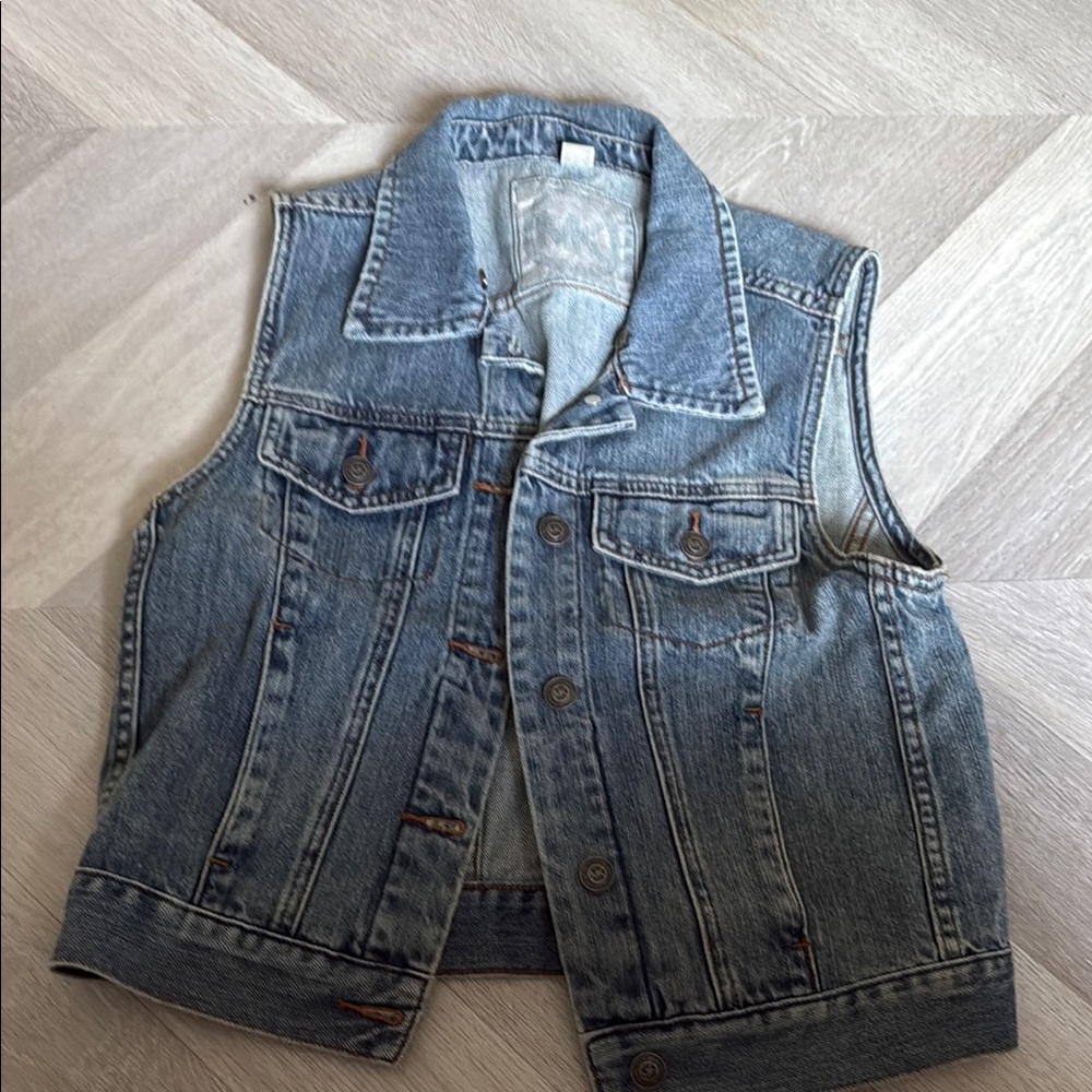 Michael Kors Blue Denim Vest with Classic Design